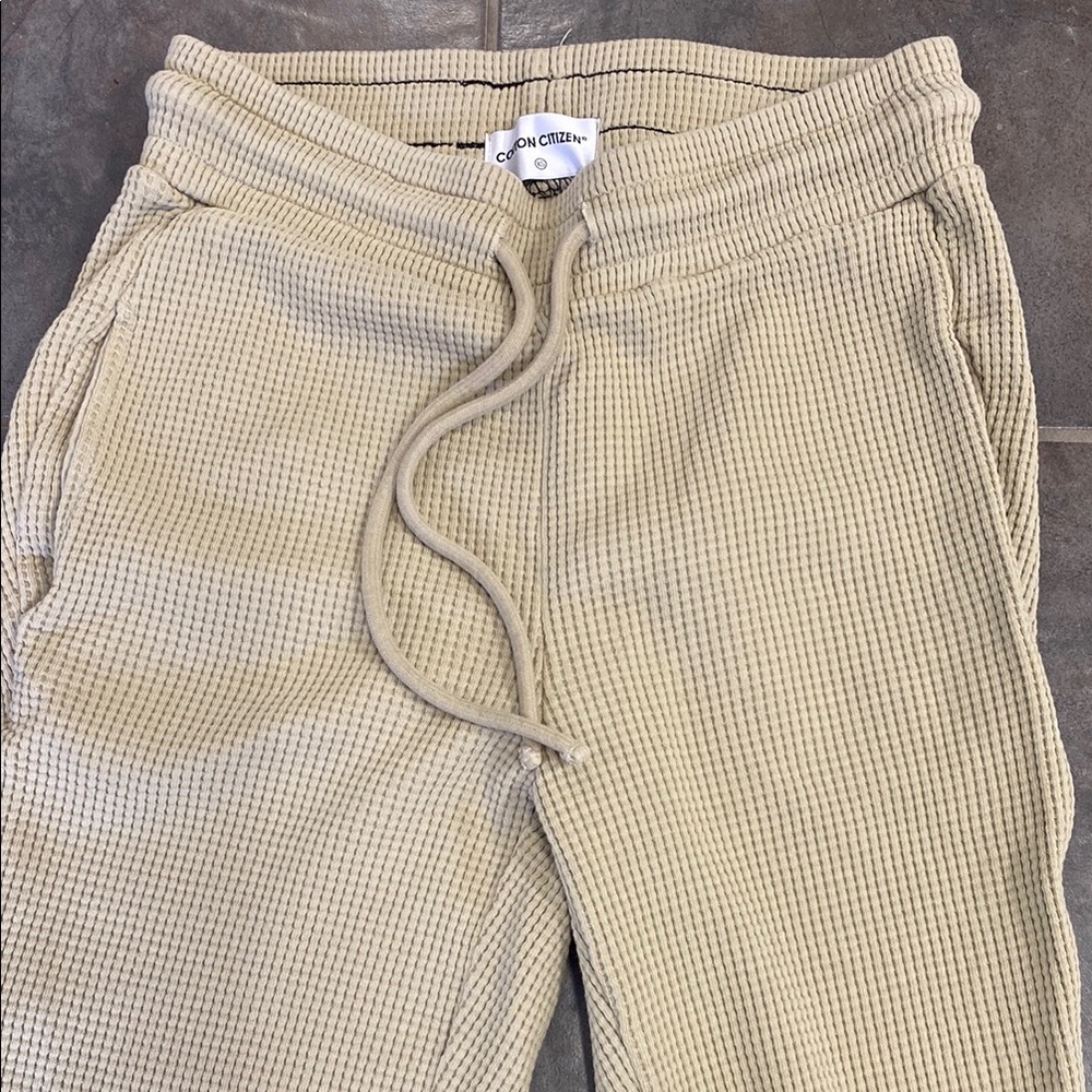 Cotton Citizen Tan Waffle Knit Sweat Pants
